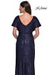 La Femme 30885 Batwing Sleeve Scoop Back Dress