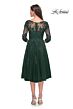 La Femme 30964 Tea-Length Illusion V-Neck Dress