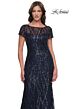 La Femme 31005 Illusion Short Sleeve Beaded Dress