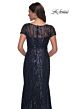 La Femme 31005 Illusion Short Sleeve Beaded Dress