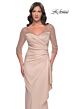 La Femme 31011 Beaded V-Neck Illusion Sleeve Dress
