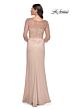 La Femme 31011 Beaded V-Neck Illusion Sleeve Dress