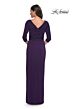 La Femme 31014 V-Neck Ruched Bodice Dress