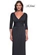 La Femme 31014 V-Neck Ruched Bodice Dress