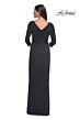 La Femme 31014 V-Neck Ruched Bodice Dress