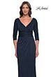 La Femme 31014 V-Neck Ruched Bodice Dress