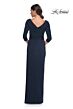 La Femme 31014 V-Neck Ruched Bodice Dress