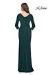 La Femme 31020 Ruched Sides Three-Quarter Sleeve Dress