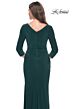 La Femme 31020 Ruched Sides Three-Quarter Sleeve Dress