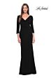 La Femme 31020 Ruched Sides Three-Quarter Sleeve Dress