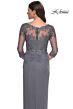 La Femme 31093 Illusion Sleeve Faux-Wrap Dress