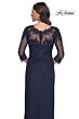 La Femme 31093 Illusion Sleeve Faux-Wrap Dress