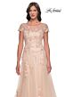 La Femme 31198 Lace Applique Bateau Neck Dress