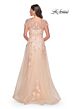 La Femme 31198 Lace Applique Bateau Neck Dress
