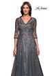 La Femme 30201 Sheer Sleeve A-Line Lace Dress