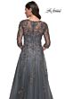 La Femme 30201 Sheer Sleeve A-Line Lace Dress