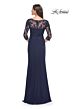 La Femme 30385 Drape Skirt Lace Bodice Dress