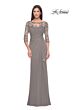 La Femme 30385 Drape Skirt Lace Bodice Dress