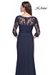 La Femme 30385 Drape Skirt Lace Bodice Dress