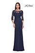 La Femme 30385 Drape Skirt Lace Bodice Dress