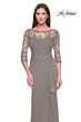 La Femme 30385 Drape Skirt Lace Bodice Dress
