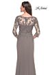 La Femme 30385 Drape Skirt Lace Bodice Dress