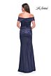 La Femme 31621 Off-The-Shoulder Slim-Flare Dress