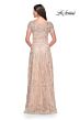 La Femme 31639 Short Sleeve Beaded A-Line Dress