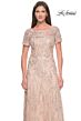 La Femme 31639 Short Sleeve Beaded A-Line Dress