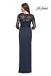 La Femme 31659 Queen Anne Neck Illusion Sleeve Dress