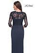 La Femme 31659 Queen Anne Neck Illusion Sleeve Dress
