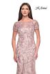 La Femme 31672 Short Sleeve Illusion Neck Dress