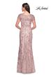 La Femme 31672 Short Sleeve Illusion Neck Dress