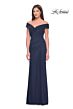 La Femme 31677 Off-The-Shoulder Draped Bodice Dress