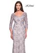 La Femme 31684 Illusion Sleeve Slim-Flare Dress