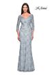La Femme 31684 Illusion Sleeve Slim-Flare Dress
