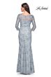 La Femme 31684 Illusion Sleeve Slim-Flare Dress