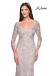 La Femme 31804 Illusion Sleeve Queen Anne Neck Dress