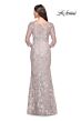 La Femme 31804 Illusion Sleeve Queen Anne Neck Dress