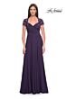 La Femme 31906 Lace Applique Queen Anne Dress