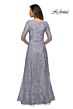 La Femme 27949 Illusion Sleeve Embroidered A-Line Dress