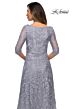 La Femme 27949 Illusion Sleeve Embroidered A-Line Dress
