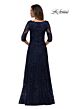 La Femme 27949 Illusion Sleeve Embroidered A-Line Dress