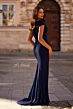 La Femme 29558 Ruched V-Neck Cap Sleeve Dress