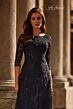 La Femme 30825 Three-Quarter Sleeve Lace A-Line Dress