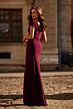 La Femme 30874 Ruched Bodice Cap Sleeve Dress