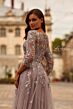 La Femme 31717 Three-Quarter Sleeve Lace A-Line Dress