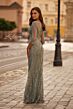 La Femme 31909 Beaded Lace Sheer Sleeve Dress