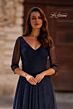 La Femme 32460 Sheer Sleeve Beaded A-Line Dress