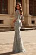 La Femme 32463 Scoop Neck Lace Sheer Sleeve Dress